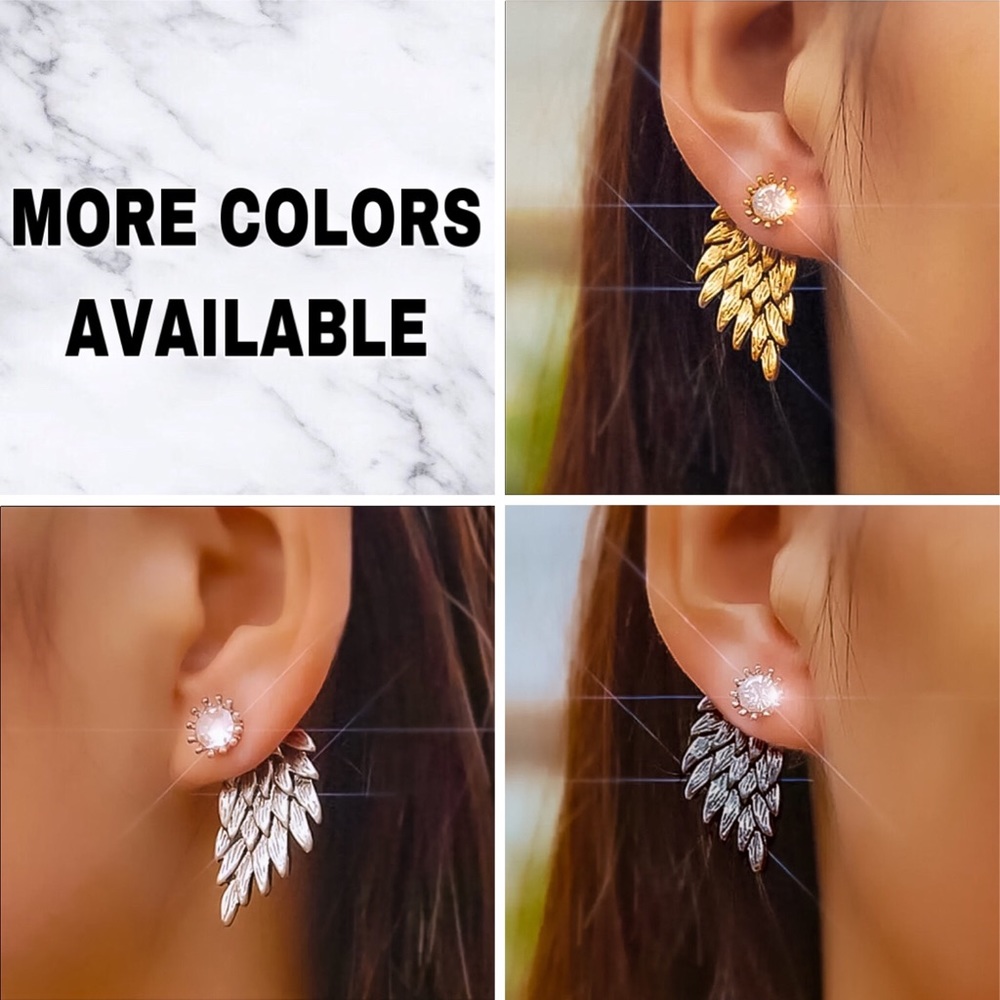 🆑10/$25🆑𝗖𝗟𝗘𝗔𝗥𝗔𝗡𝗖𝗘 Gold Wing Dainty Jacket Earrings NEW - Picture 7 of 9